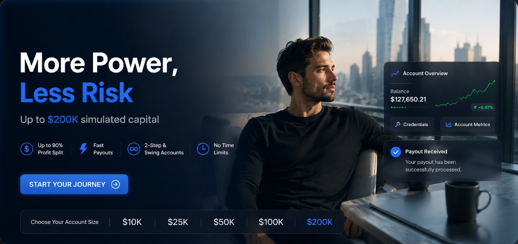 More Power, Less Risk — up to $200K simulated capital, Traders Club funded trading